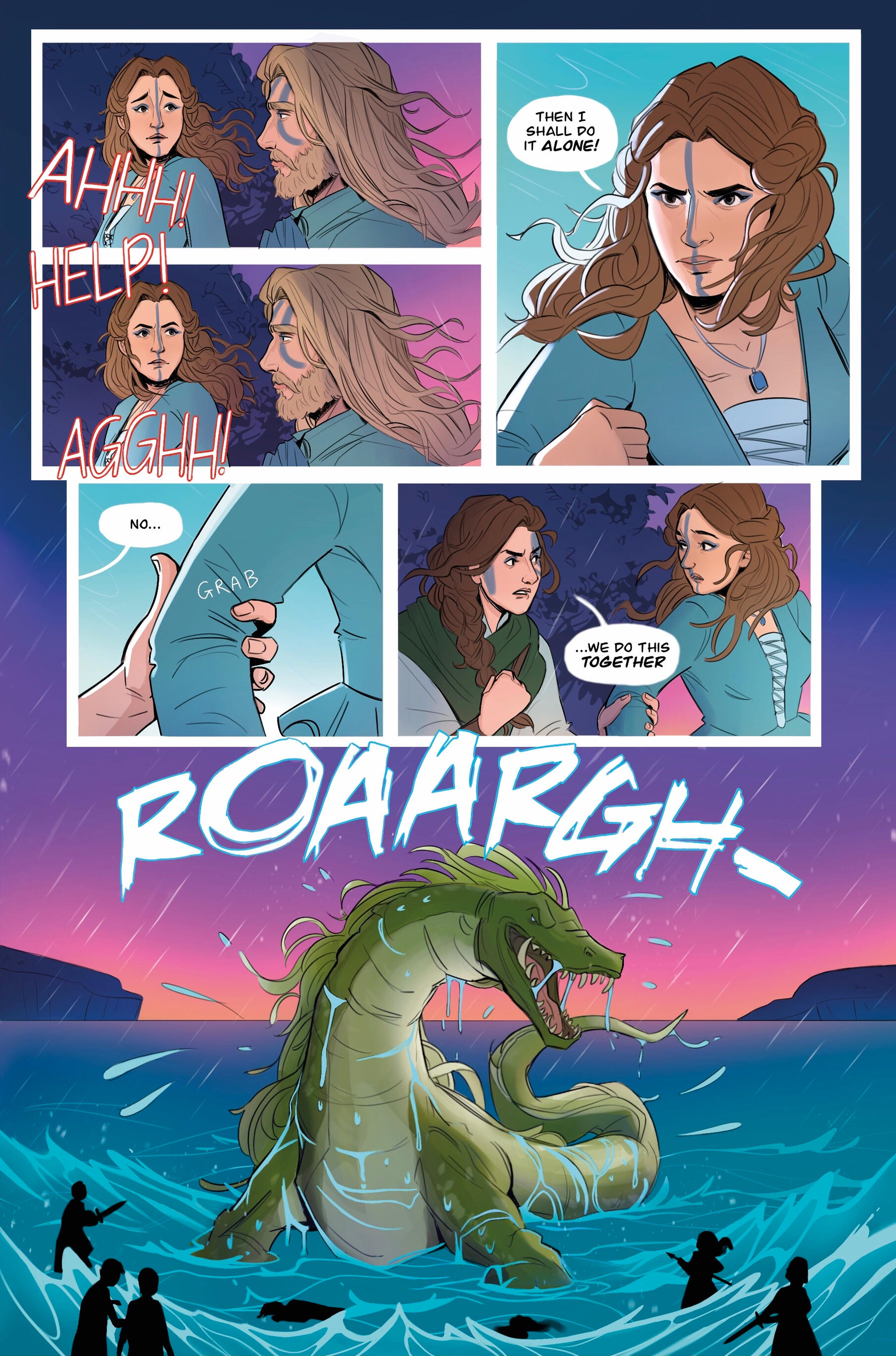 A comic page from the recently released comic ‘Origins of the Laoich: The Devil’s Fool’. Iona must convince her Laoich brothers and sisters to stand and fight for the humans. Some take more convincing than others.